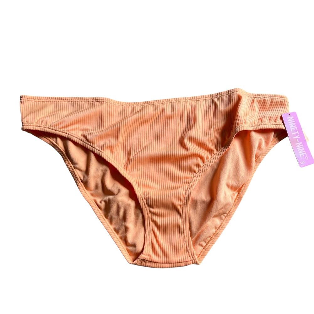 NWT! Juniors' Ninety-Nine° Orange High Leg V-Waist Cheeky Bikini Bottoms Sz XXL